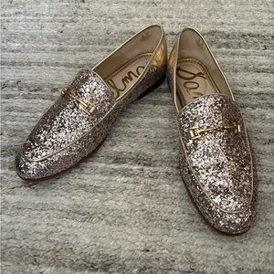 Women's Sam Edelman Loraine Gold Glitter Loafers - Size 10